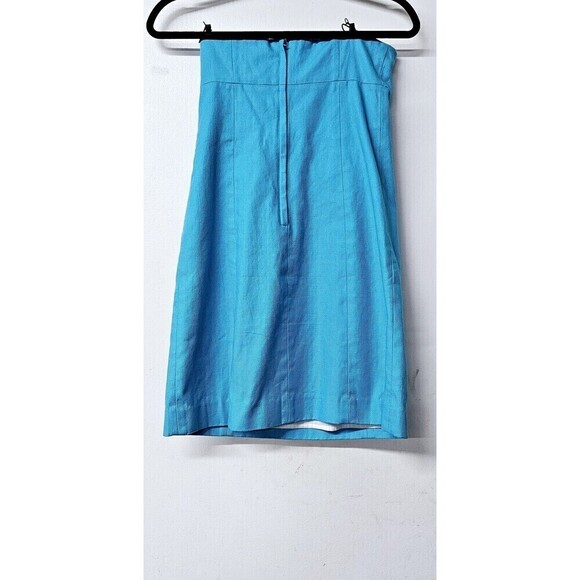 LILLY PULITZER Blue Cotton Coral Embroidered Strapless Women Bowen Dress (0) - Picture 4 of 6